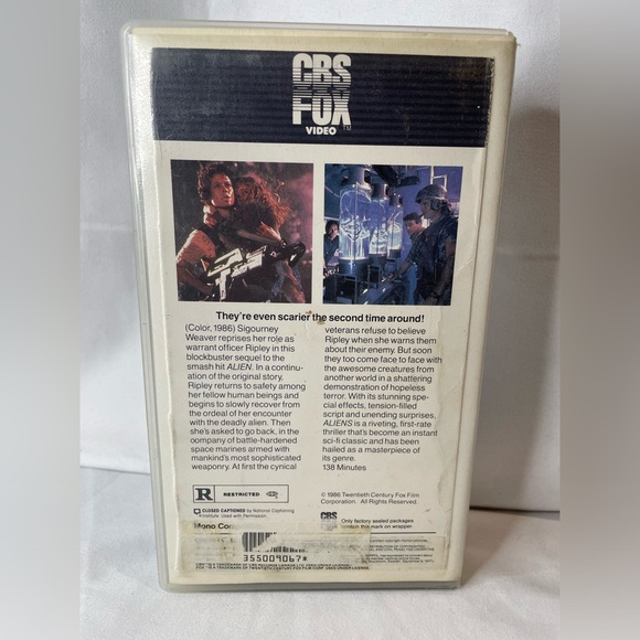 Aliens (VHS, 1986) Rental copy in clear clamshell case horror thriller sequel - Picture 3 of 7